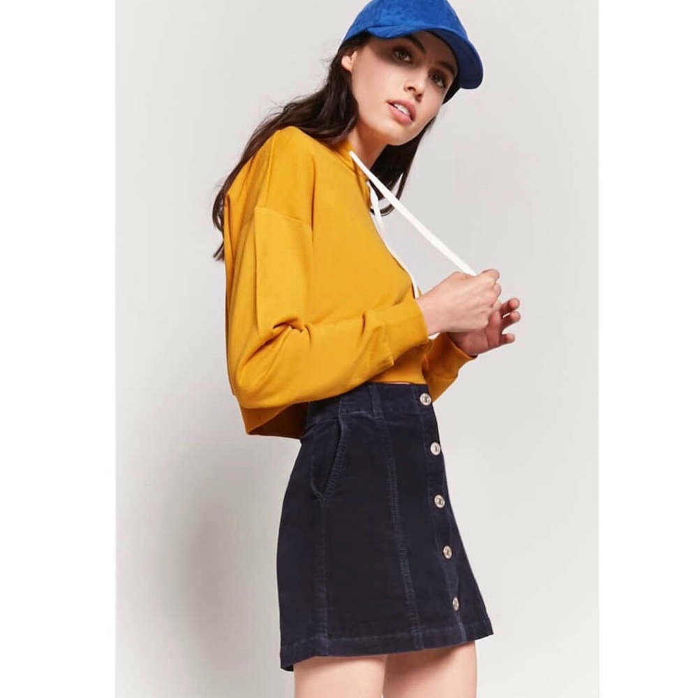 F•21 corduroy button up skirt